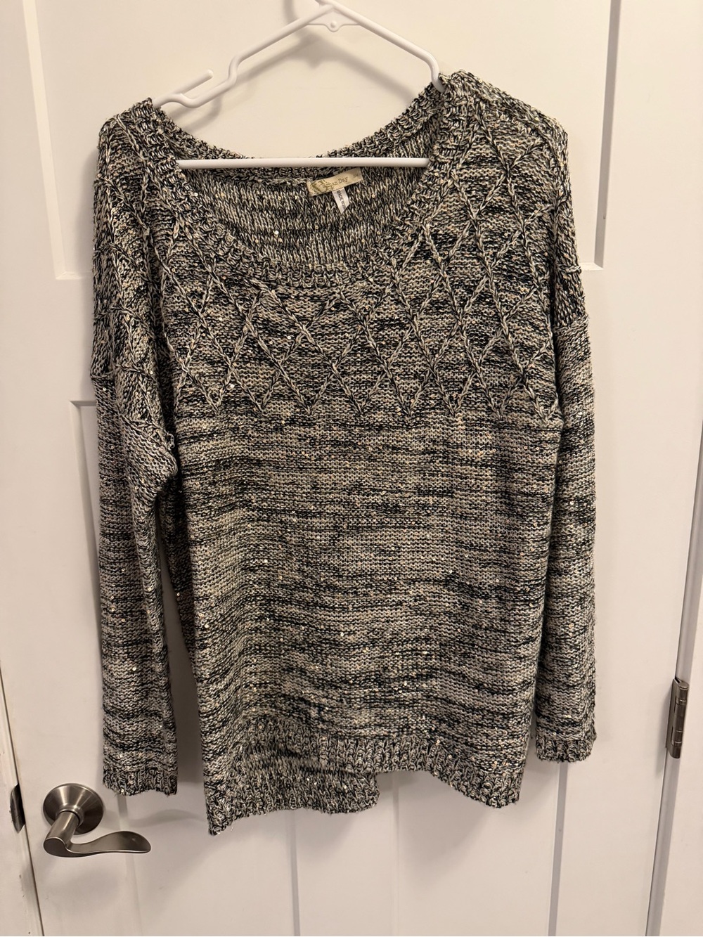 Women's Marled Knit Pullover Sweater - Gray
